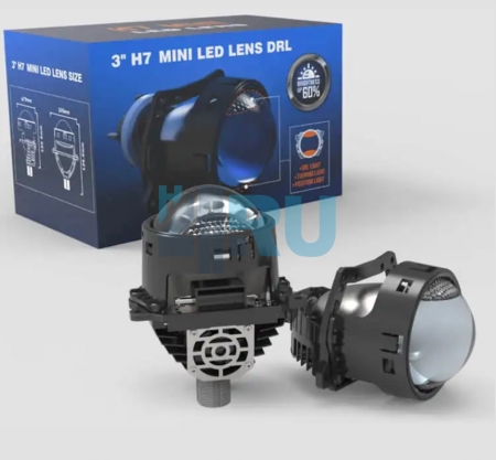 Комплект светодиодных линз (Bi-Led) с ДХО и поворотником H7 MINI (3 дюйма) - H4.RU Комплект светодиодных линз (Bi-Led) с ДХО и поворотником H7 MINI (3 дюйма)