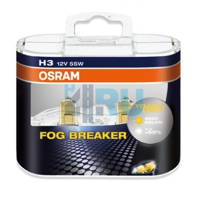 Автолампа OSRAM H3 12V 55W PK22s Fog Breaker (62151FBR), EUROBOX-2шт Автолампа OSRAM H3 12V 55W PK22s Fog Breaker (62151FBR), EUROBOX-2шт