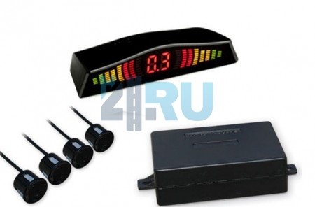 Парковочный радар, 4 белых датчика, монитор LED003 - H4.RU Парковочный радар, 4 белых датчика, монитор LED003