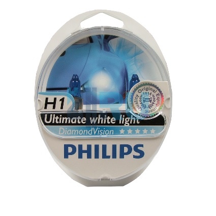 Автолампа PHILIPS H1 12V 55W P14,5sDiamond Vision (12258DV), EUROBOX-2шт