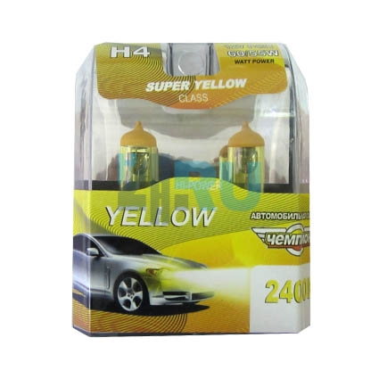 Автолампа ЧЕМПИОН H4 12V 60/55W SUPER YELLOW 2400K (2шт)