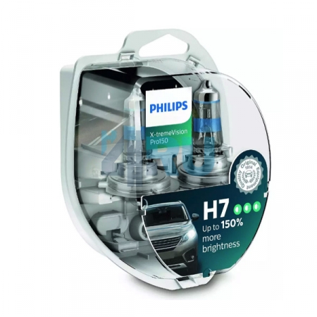 Автолампа PHILIPS H7 12V 55W +150% X-treme Vision PRO150 (12972XV150), EUROBOX-2шт