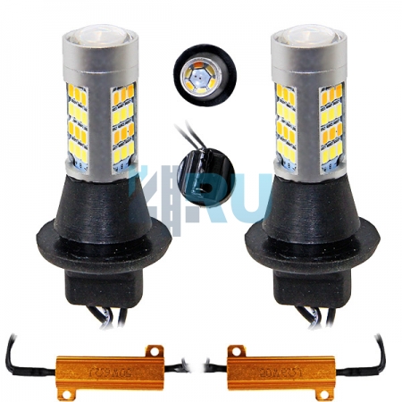Светодиодные лампы T20 ДХО в поворотники (2 в 1) 42SMD 2835 бело-желт. - H4.RU Светодиодные лампы T20 ДХО в поворотники (2 в 1) 42SMD 2835 бело-желт.
