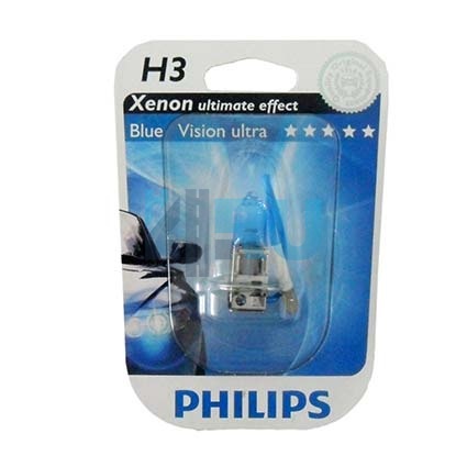 Автолампа PHILIPS H3 12V 55W PK22s Blue Vision (12336BV), на блистере