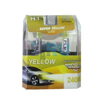 Автолампа ЧЕМПИОН H1 12V 55W SUPER YELLOW 2400K (2шт)