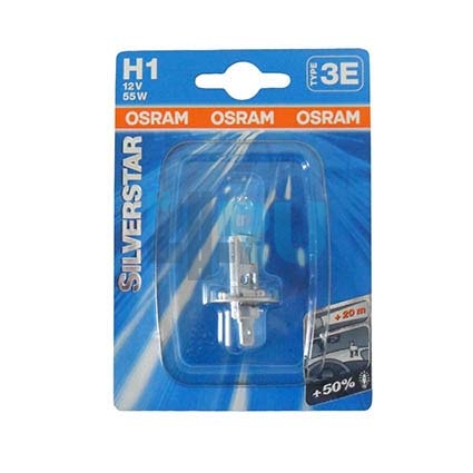 Автолампа OSRAM H1 12V 55W P14,5s +50% Silverstar (64150SVS-OB1) на блистере