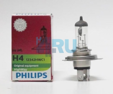 Автолампа PHILIPS H4 12V 60/55W P43t HighWay (12342HWC1)