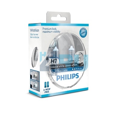 Автолампа PHILIPS H7 12V 55W P26d White Vision 3700K (12972WHV), EUROBOX-2шт