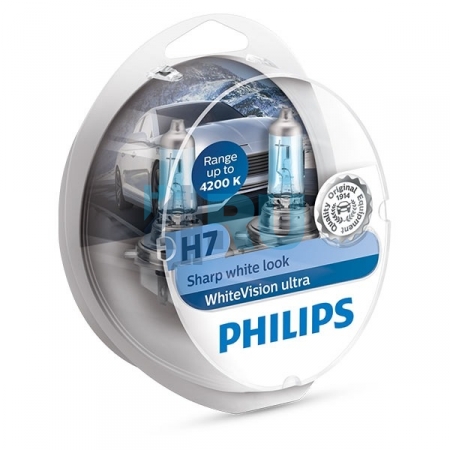 Автолампа PHILIPS H7 12V 55W P26d White Vision Ultra 4200K (12972WVUSM), EUROBOX-2шт