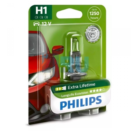 Автолампа PHILIPS H1 12V 55W Longer Life (12258LLC), на блистере