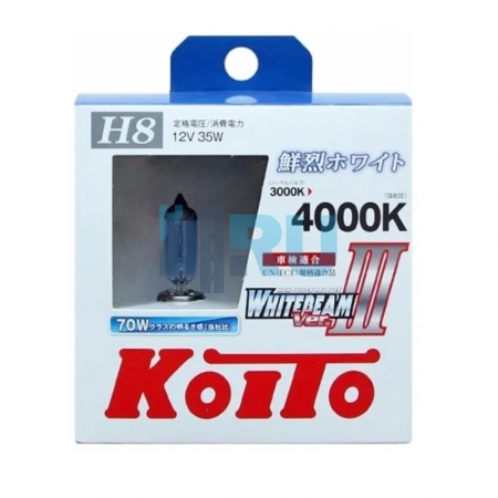 Автолампа KOITO H8 12V 35W (70W) Whitebeam III 4000K - 2шт (P0758W)