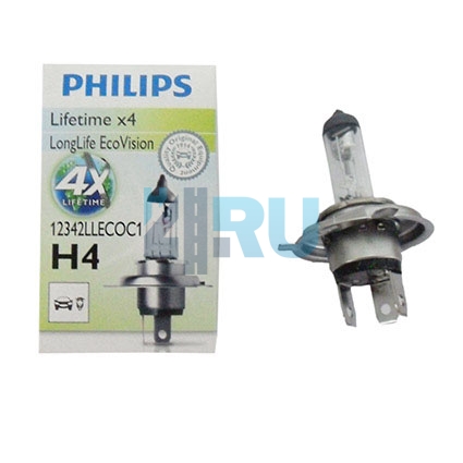 Автолампа PHILIPS H4 12V 60/55W P43t Long Life Eco Vision (12342LLECOC1)