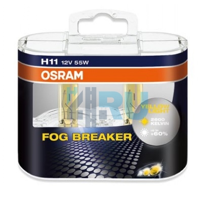 Автолампа OSRAM H11 12V 55W PK22s Fog Breaker (64211FBR), EUROBOX-2шт Автолампа OSRAM H11 12V 55W PK22s Fog Breaker (64211FBR), EUROBOX-2шт
