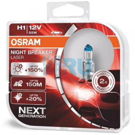 Автолампа OSRAM H1 12V 55W P14,5s +150% Night Breaker Laser (64150NL), EUROBOX-2шт Автолампа OSRAM H1 12V 55W P14,5s +150% Night Breaker Laser (64150NL), EUROBOX-2шт