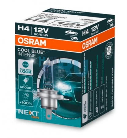 Автолампа OSRAM H4 12V 60/55W P43t +100% Cool Blue Intense Next Generation (64193CBN)