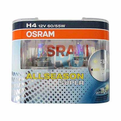 Автолампа OSRAM H4 12V 60/55W P43t +30% Allseason (64193Als), EUROBOX-2шт