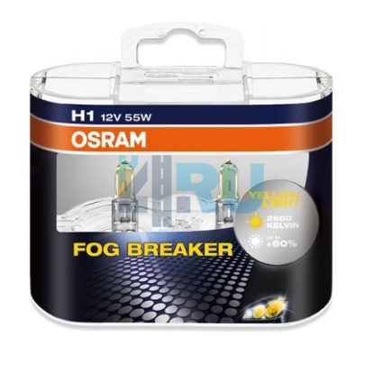 Автолампа OSRAM H1 12V 55W P14,5s Fog Breaker (62150FBR), EURO-2шт Автолампа OSRAM H1 12V 55W P14,5s Fog Breaker (62150FBR), EURO-2шт