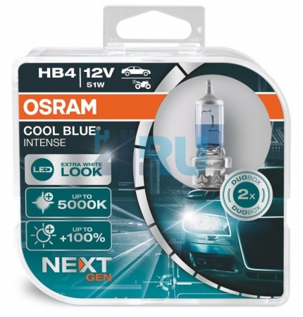 Автолампа OSRAM HB4 12V 51W P22d +100% Cool Blue Intense Next Generation (9006CBN), EUROBOX-2шт