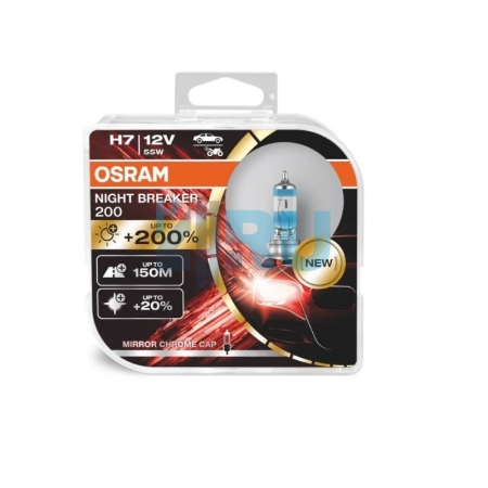 Автолампа OSRAM H7 12V 55W P26d +200% Night Breaker (64210NB200-HCB)