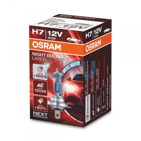 Автолампа OSRAM H7 12V 55W PX26d +150% Night Breaker Laser (64210NL)