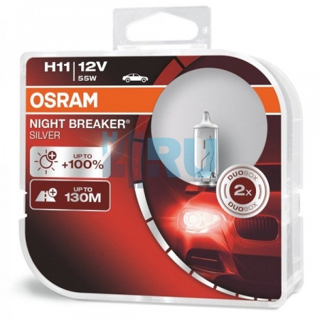 Автолампа OSRAM H11 12V 55W +100% Night Breaker Silver (64211NBS), EUROBOX-2шт Автолампа OSRAM H11 12V 55W +100% Night Breaker Silver (64211NBS), EUROBOX-2шт