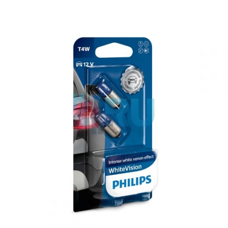 Автолампа PHILIPS T4w 12V 4W BA9s White Vision (12929NBV2), на блистере (2шт)