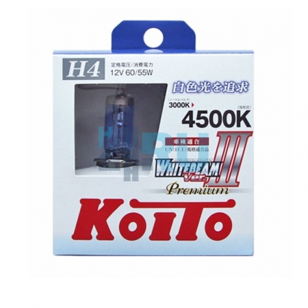 Автолампа KOITO H4 12V 60/55W (135/125W) Whitebeam III 4500K - 2шт (P0744W)