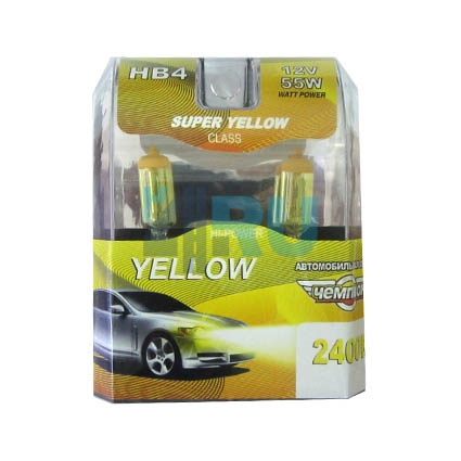 Автолампа ЧЕМПИОН HB4 12V 55W SUPER YELLOW 2400K (2шт)