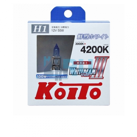 Автолампа KOITO H1 12V 55W (100W) Whitebeam III 4200K - 2 шт (P0751W)