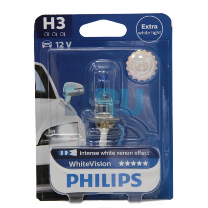 Автолампа PHILIPS H3 12V 55W White Vision (12336WHV1), на блистере Автолампа PHILIPS H3 12V 55W White Vision (12336WHV1), на блистере