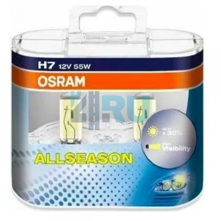 Автолампа OSRAM H7 12V 55W PX26d Allseason (64210All), EUROBOX-2шт