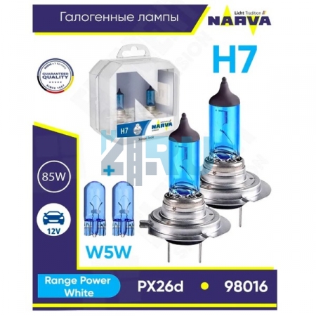 Автолампа NARVA 2*H7 12V 85W + W5W Range Power White (98016) Автолампа NARVA 2*H7 12V 85W + W5W Range Power White (98016)