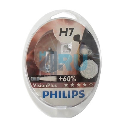 Автолампа PHILIPS H7 12V 55W P26d +60% Vision Plus (12972VP), EUROBOX-2шт